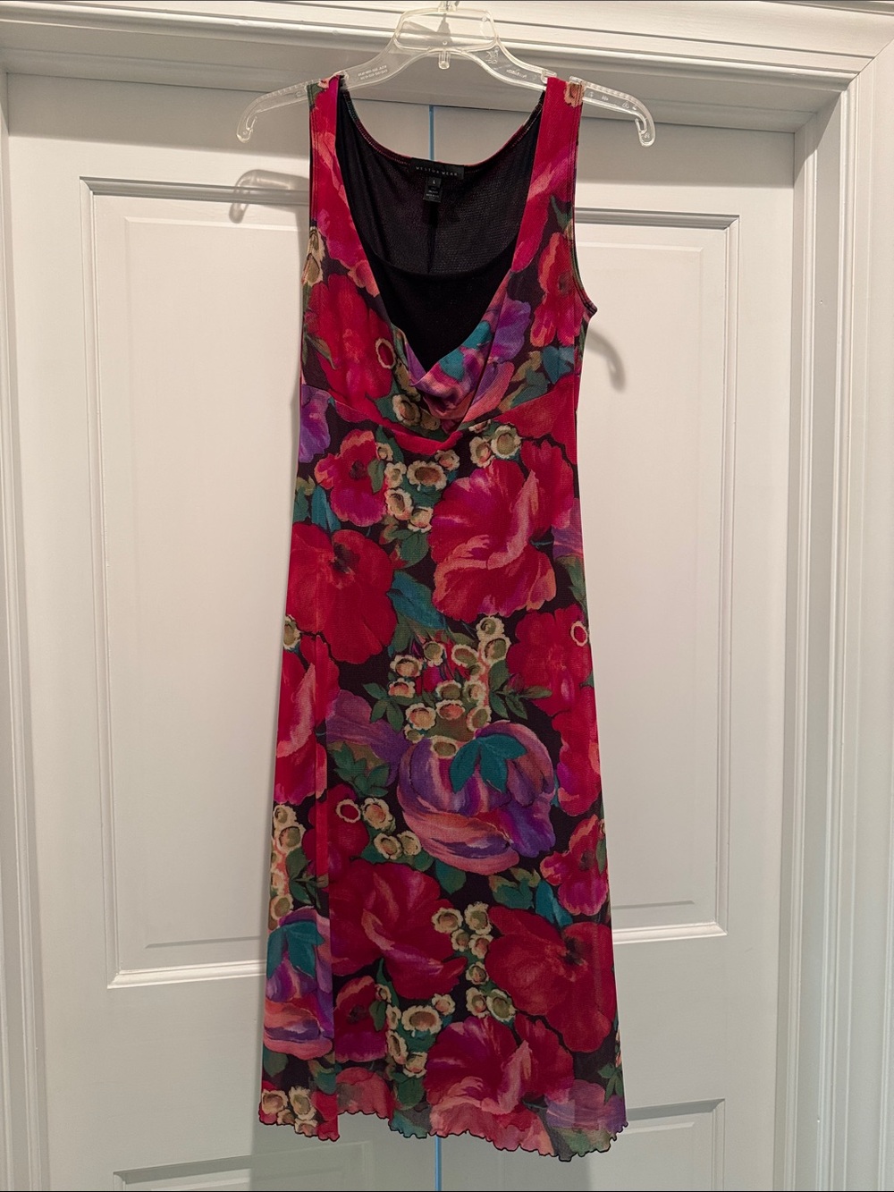 Weston Wear Sleeveless Floral Cowl Midi Dress in Fuchsia and Purple